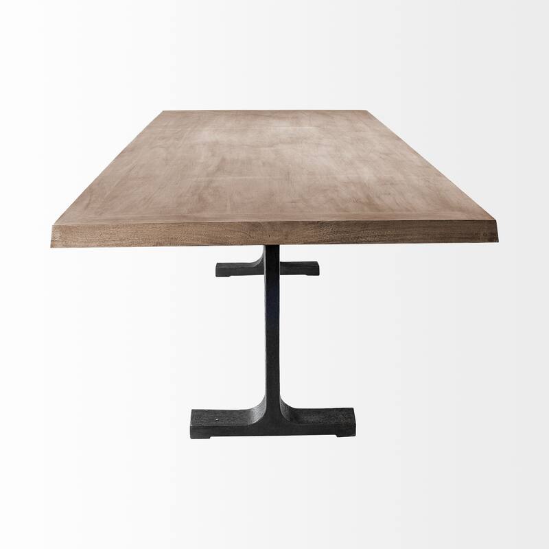 Araxi Brown Solid Wood Top With Black Iron Frame 95" Dining Table