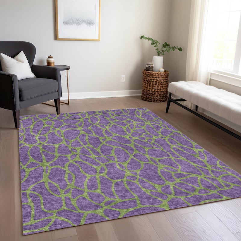 Machine Washable Indoor/ Outdoor Contemporary Chantille Rug