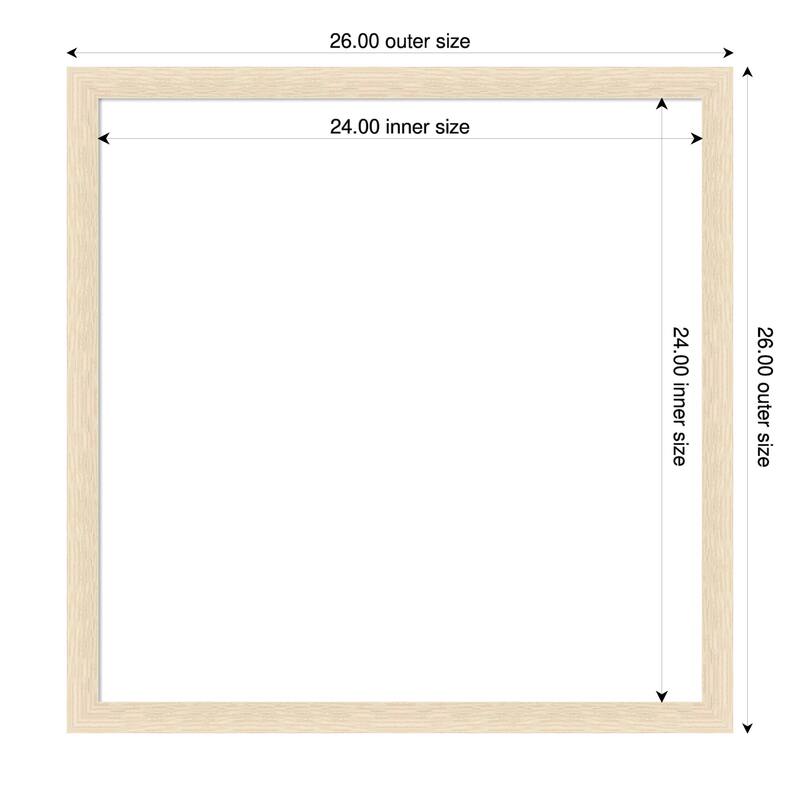 Amanti Art Woodgrain Stripe Blonde Framed Dry Erase Magnetic Board - 26 x 26 in - Woodgrain Stripe Blonde