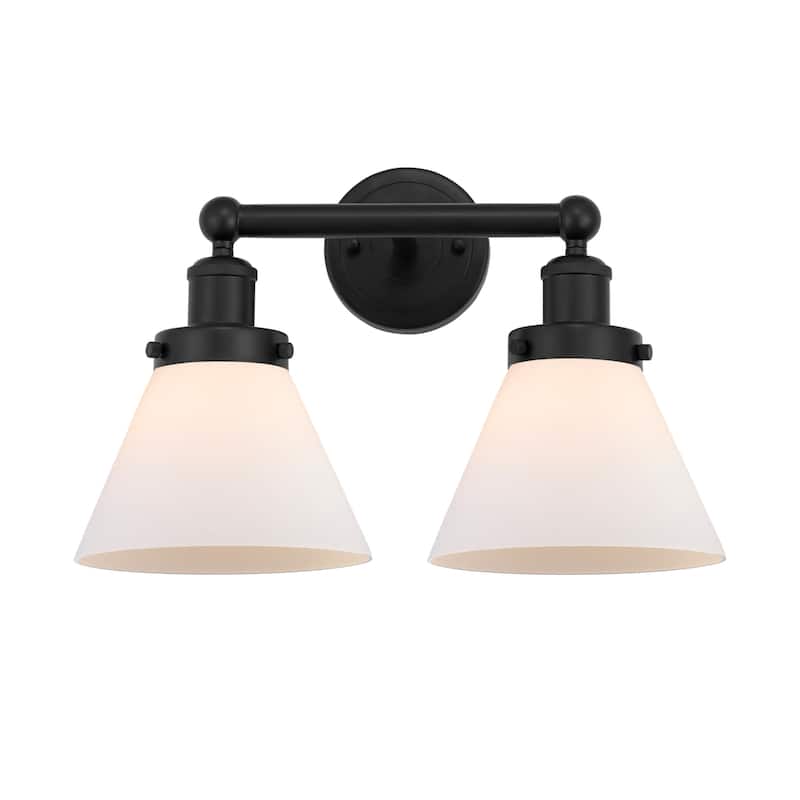 Innovations Lighting 616-2W-10-16-L Cone Vanity Cone 2 Light 16" Wide - Matte Black / Matte White