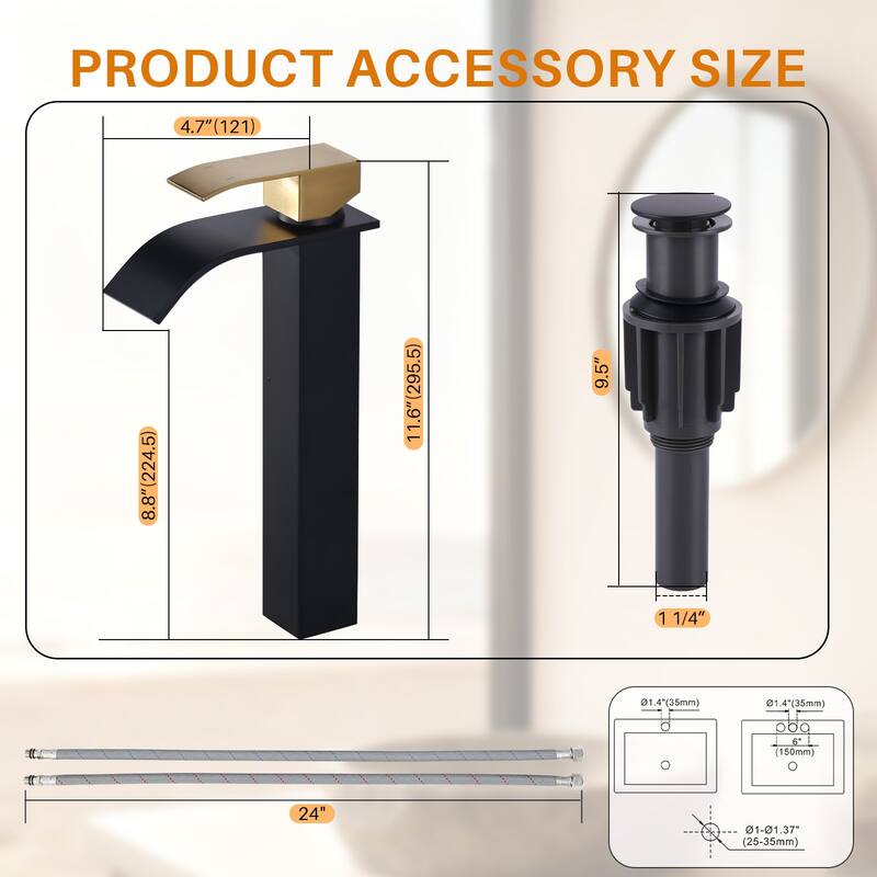WOWOW Single Handle Single Hole Waterfall Bathroom Vessel Faucet