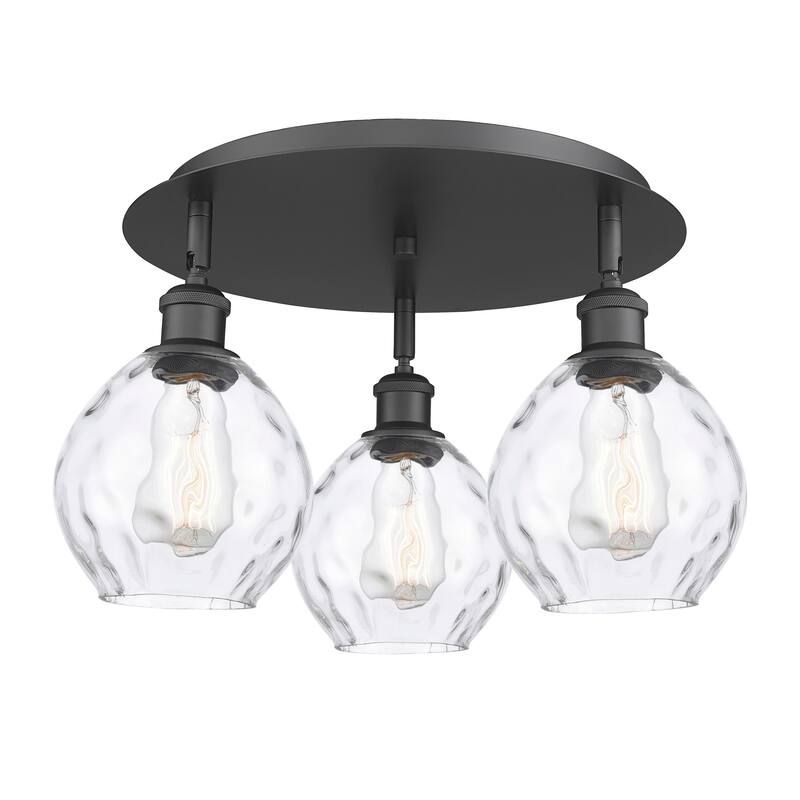 Innovations Lighting 516-3C-9-18 Waverly Flush Waverly 3 Light 18" - Matte Black / Clear