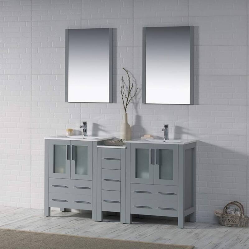 Blossom Sydney 60" Solid Wood Double Sink Bathroom Vanity with Cabinet