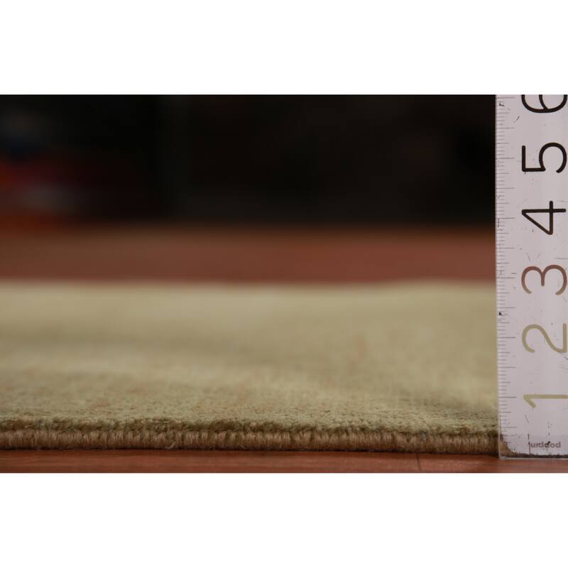 Hand Knotted Oriental 100% Wool Carpet Modern Solid Green Gabbeh Runner Rug - 10' 1'' X 3' 0''