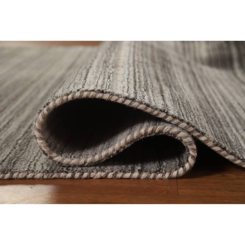 Hand Knotted Oriental 100% Wool Carpet Tribal Tribal Greys & Charcoal Gabbeh Area Rug - 7' 8'' X 5' 0''