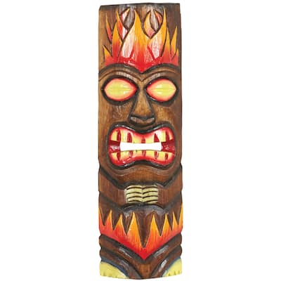 Wood Décor Small Fire Tiki Mask