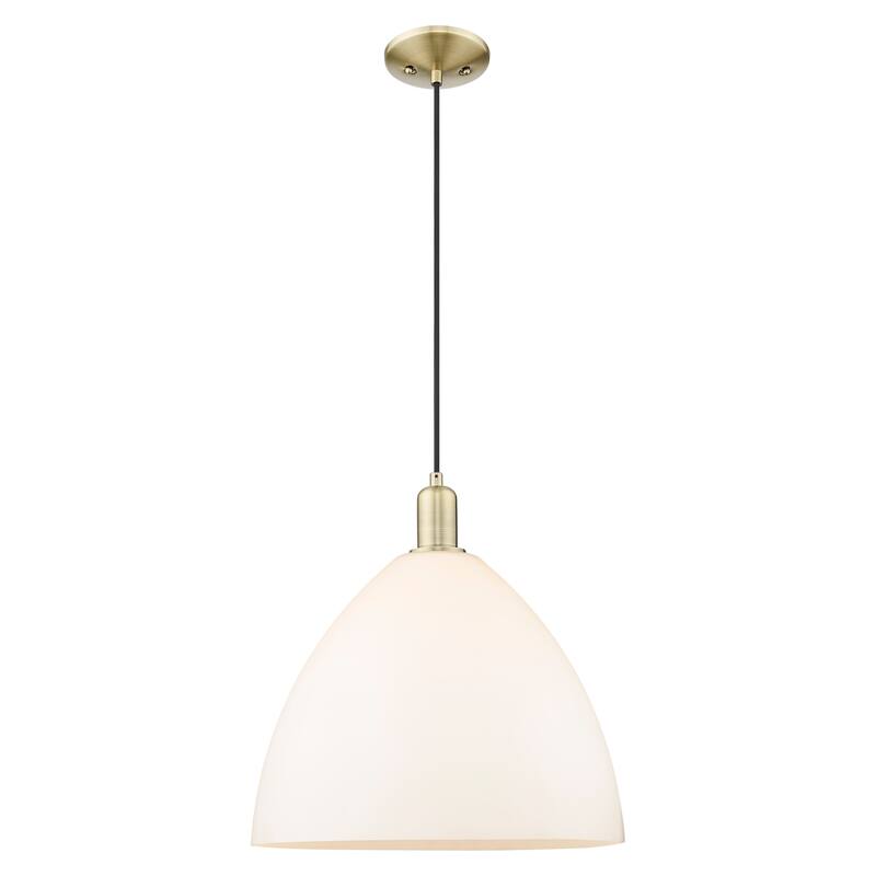 Innovations Lighting Endless Possibilities Arcadia - Bristol - 1 Light 16" Cord Hung Mini Pendant - Antique Brass/Matte White