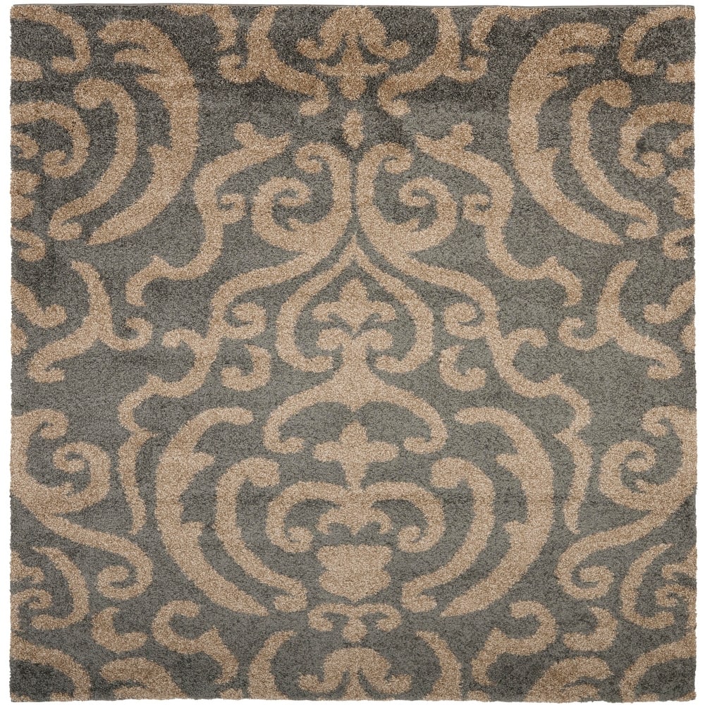 SAFAVIEH Florida Shag Frachia Ornate Damask 1.2-inch Thick Rug