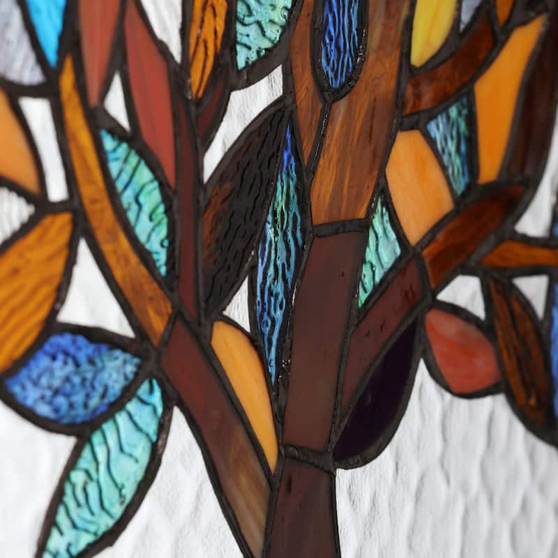 River of Goods Tiffany Style Mystical World Tree Stained Glass 18-inch Window Panel - M