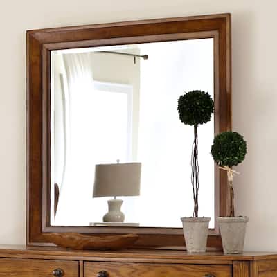 Grandpa's Cabin Rustic Wood Framed Mirror - Aged Oak or Sandstone - Width 42" x Depth 2" x Height 42"