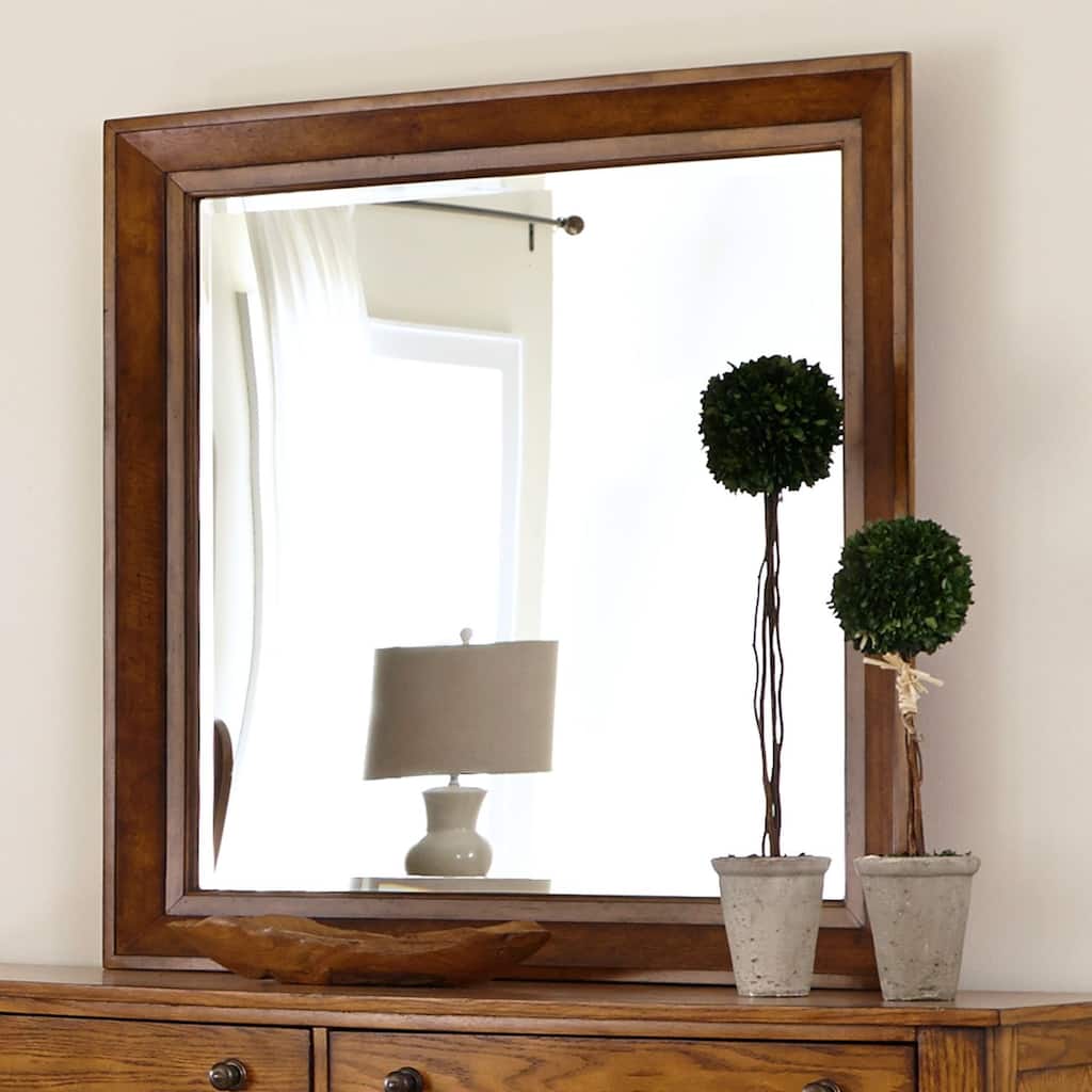 Grandpa's Cabin Rustic Wood Framed Mirror - Aged Oak or Sandstone - Width 42" x Depth 2" x Height 42"