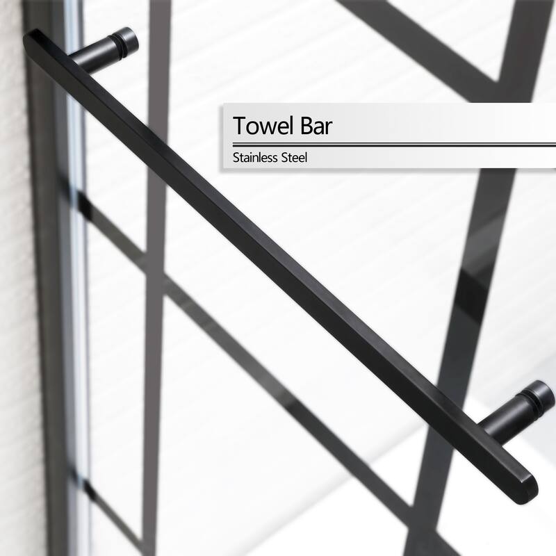 FELYL 48" W × 72" H Single Sliding Framed Shower Door with Heat Soaking Process and Protective Coating Clear Glass