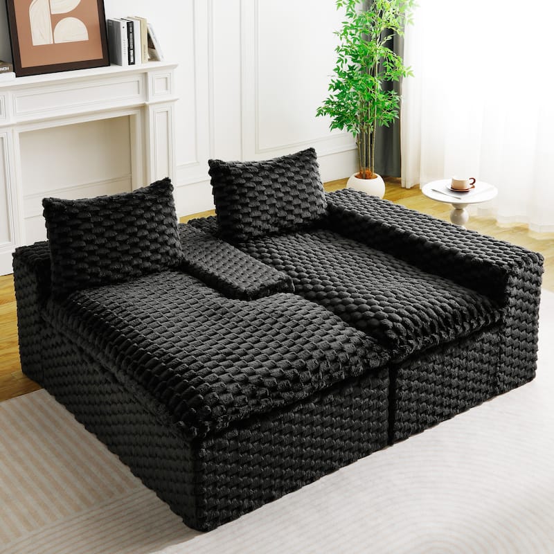 Versatile Turtle Velvet Sectional Sofa with Loveseat Couch and Chaise Lounge, Free Combination Modular Compressed Couch