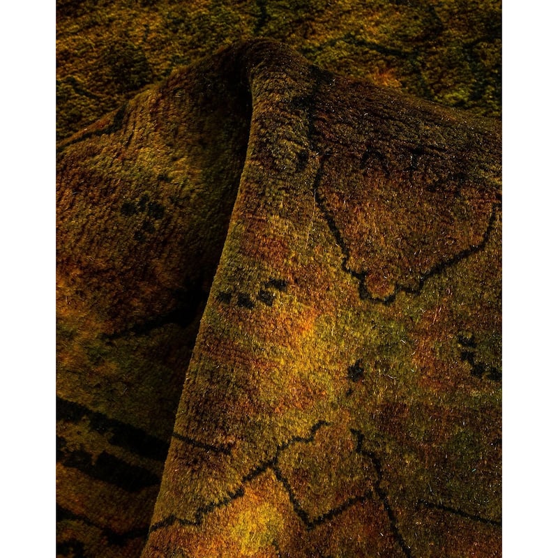 Overton Hand Knotted Wool Vintage Inspired Modern Contemporary Overdyed Yellow Area Rug - 2' 8" x 4' 1"