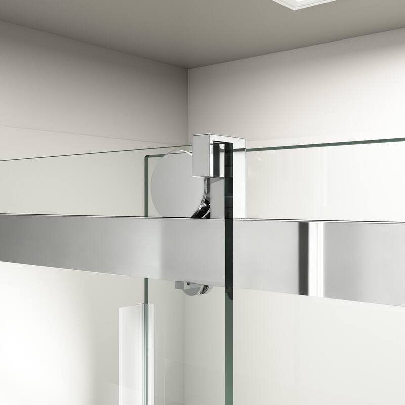 ABRUZZO 56-60" W x 76" H Frameless Soft-Closing Single Sliding Shower Door 1/4" (6mm) Explosion-Proof Tempered Glass