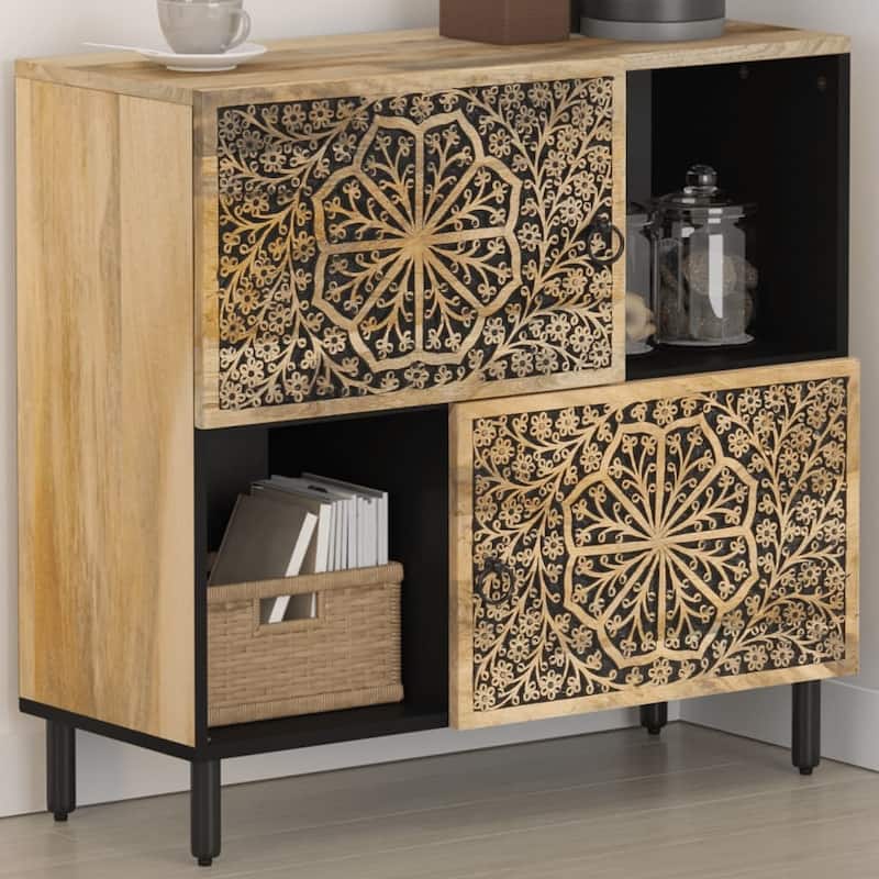 vidaXL Side Cabinet 31.5"x13"x29.5" Solid Wood Mango - 31.5" x 13" x 29.5"