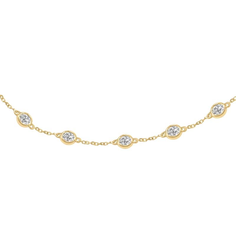 Marquee 3/4 Carat TW Bezel Set Lab Grown Diamond Station Bracelet in 14K Yellow Gold