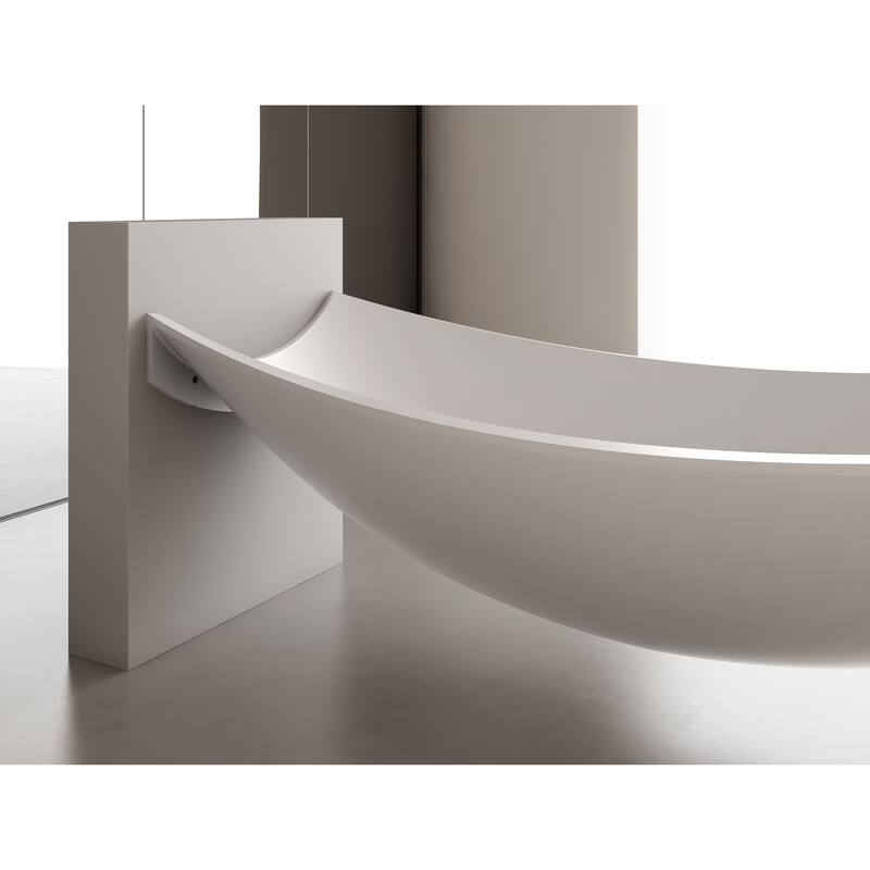 ALFI brand HammockTub2-WM White Matte 71" Solid Surface Resin Suspended Wall Mounted Hammock Bathtub