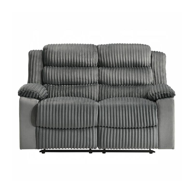 Upholstered Manual Motion Loveseat with Pillow Top Armrest in Gray