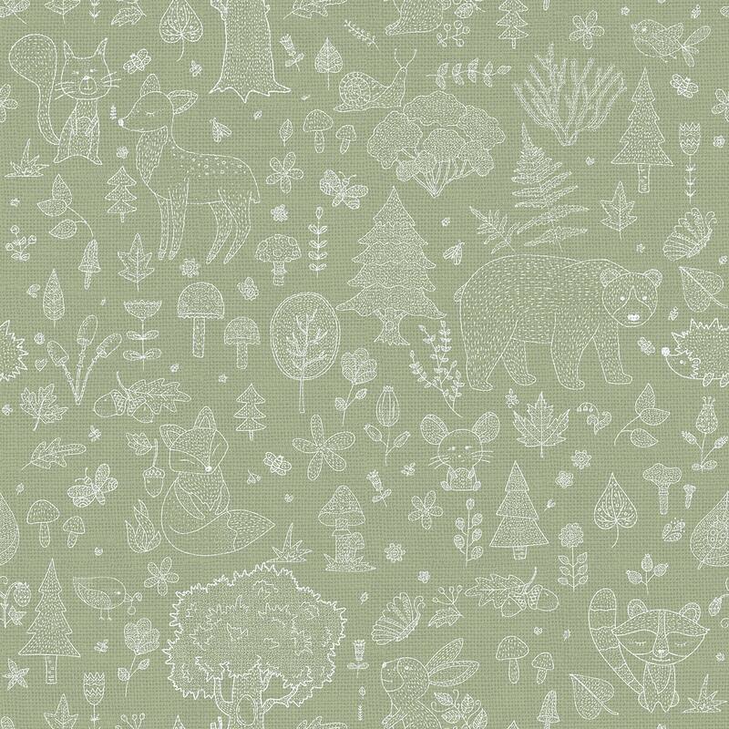 Galerie Wallcoverings Little Explorers 2 Forest Kingdom Non-woven Matte Wallpaper Roll - 33 feet x 21 inches - Green