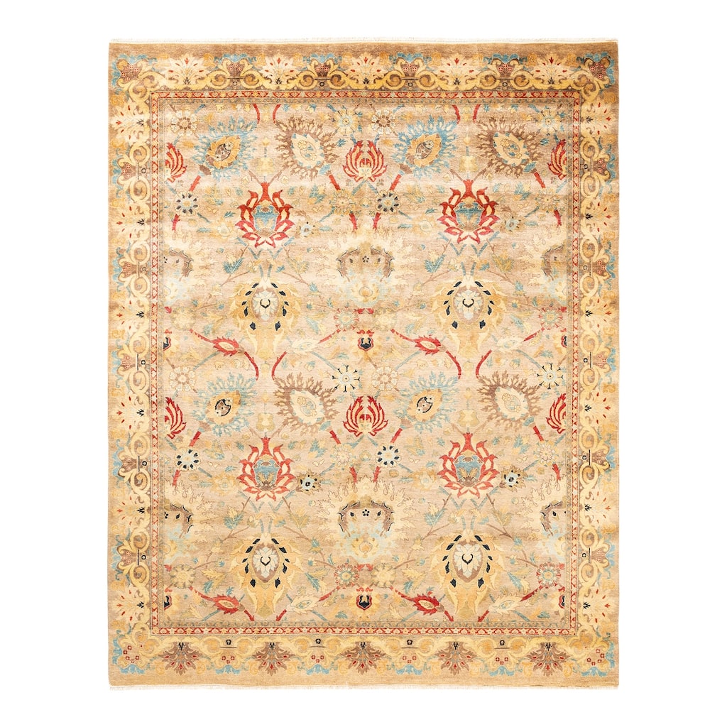 Eclectic, One-of-a-Kind Hand-Knotted Area Rug - Brown, 8' 0" x 10' 1" - 8' 0" x 10' 1"