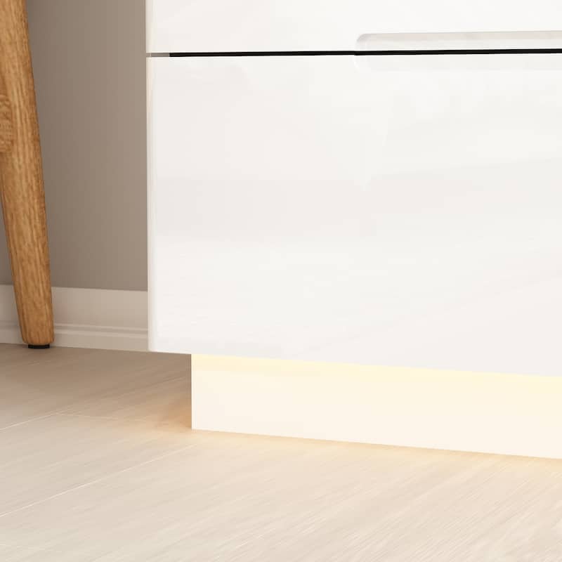 31.5" High Gloss Chest With Light Chest w/5 Drawers&Spacious Tabletop