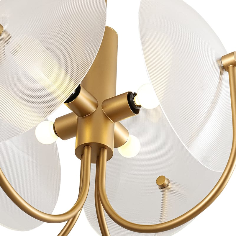 Designer 4-Light White Glass Disc Sphere Sputnik Chandelier 20in