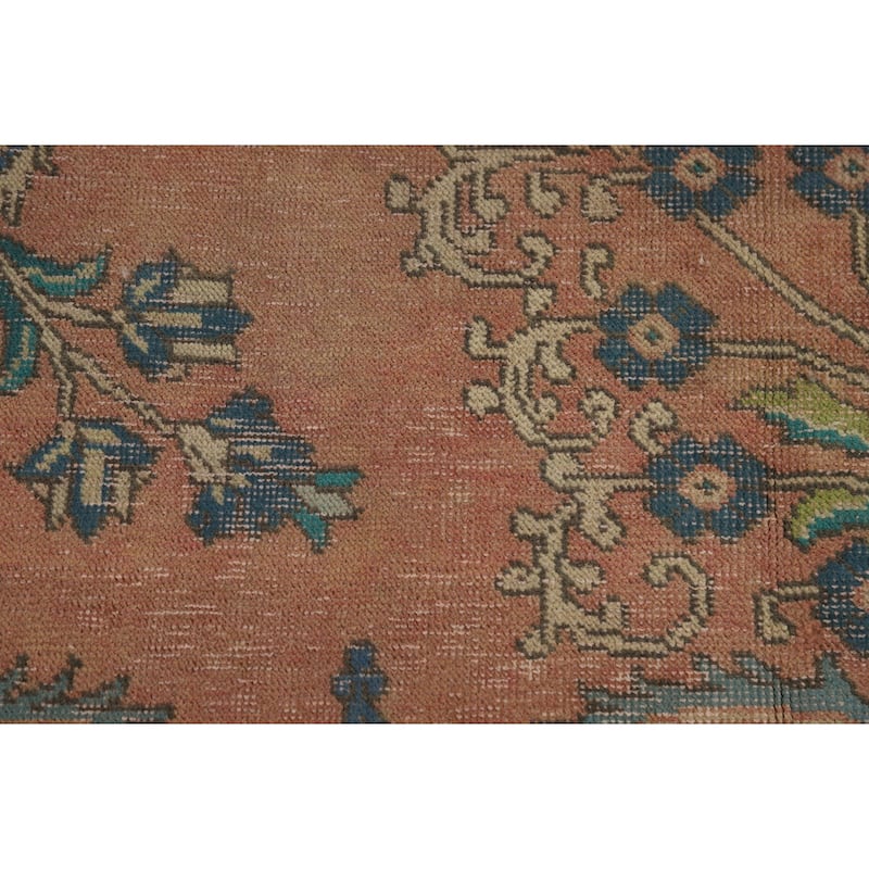 Tabriz Persian Vintage Rug Handmade Traditional Orange Wool Carpet - 9'7" x 12'10"