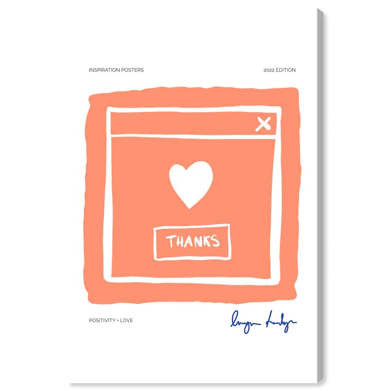 Wynwood Studio Canvas Typography and Quotes Ok Thk Love Orange and Pastel Orange Modern & Contemporary Wall Art Canvas Print