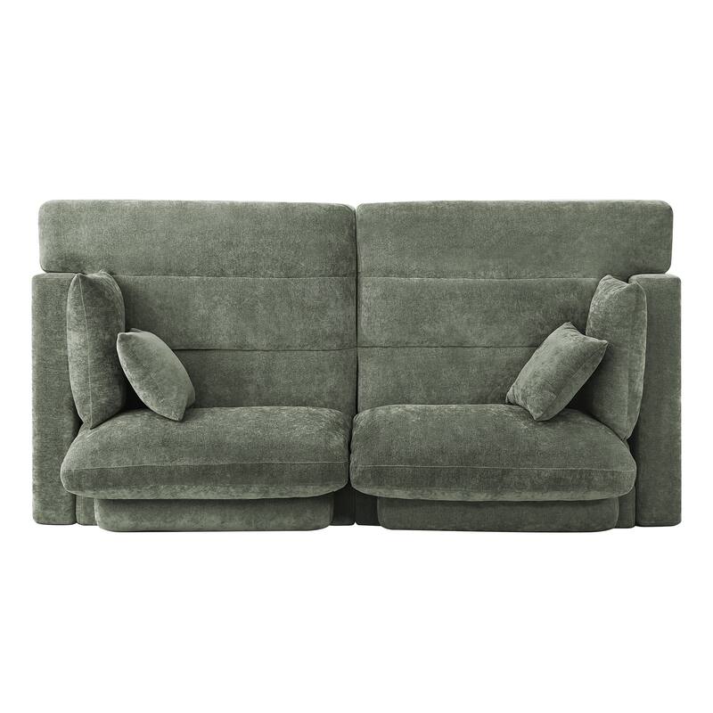 88"W 3-Seater Sofa Chenille Upholstered Couch Modern Loveseat Sofa Wooden Frame Sofa for Living Room