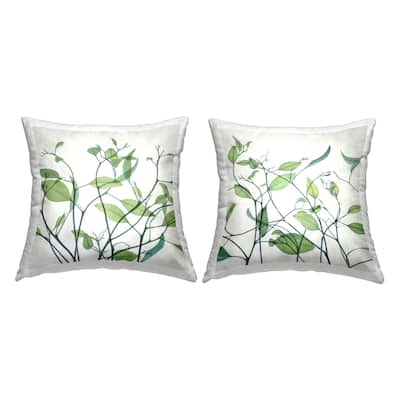 Stupell Green Botanical Leaves Decorative Printed Throw Pillow Design by Dianne Poinski (Set of 2)