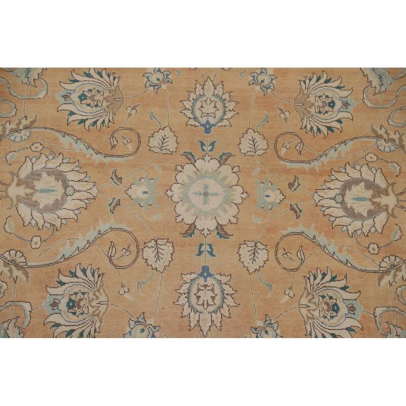 Hand Knotted Oriental 100% Wool Carpet Traditional All-Over Oranges & Rust Tabriz Area Rug - 11' 1'' X 7' 3''