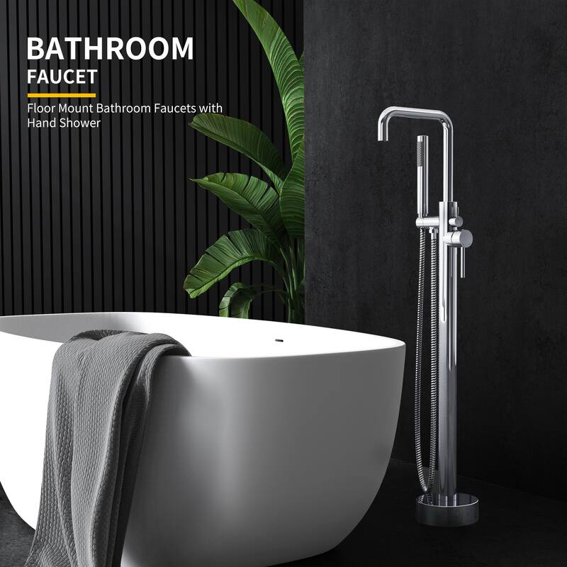 GIVINGTREE Single Handle Floor Mounted Tub Filler with Handshower