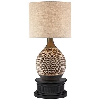 Mid Century Modern Table Lamp with Black Riser 25 1/4