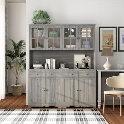 61.2"W Buffet Hutch Storage Pantry Cabinet Sideboard Storage Cabinet