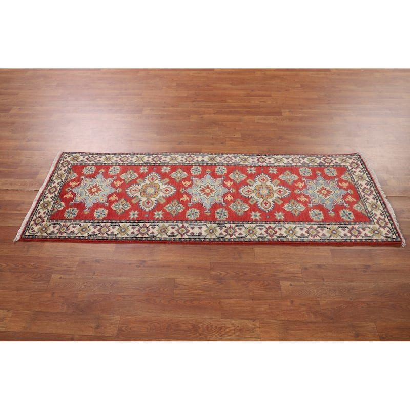 Kazak Oriental Runner Rug Hand-Knotted Wool Carpet - 2'2" x 6'0"