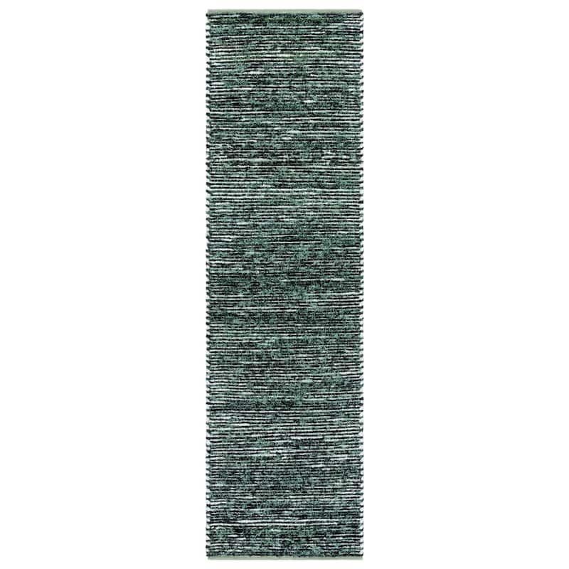 SAFAVIEH Handmade Cape Cod Sabrie Cotton Rug - Green/Black - 2'3" x 8' Runner