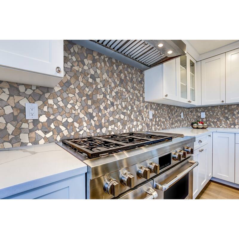 Fit Mosaic 11 in. x 11 in. Marble Mesh-Mounted Mosaic Wall and Floor Tile
