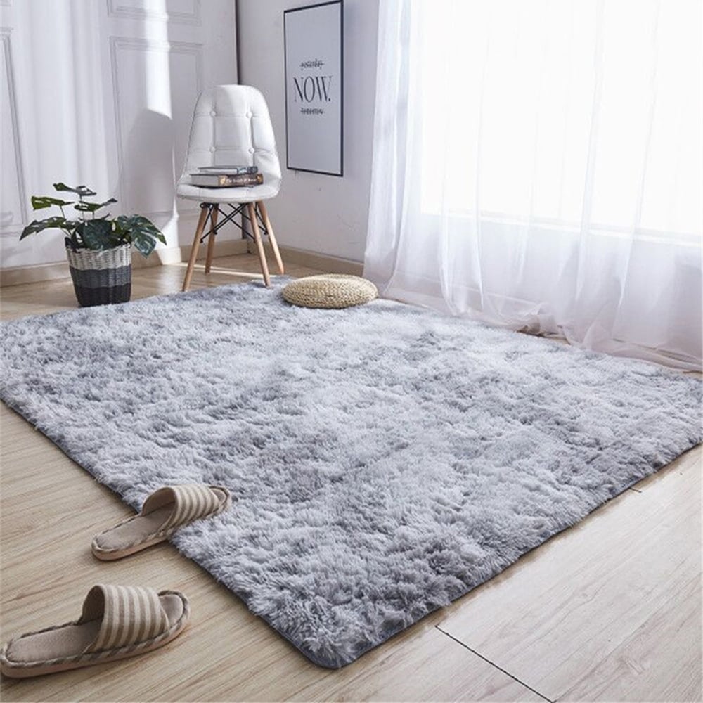Rugs Anti-Skid Shaggy Area Rug Home Floor Mat Carpet Oval Soft Solid Color New 