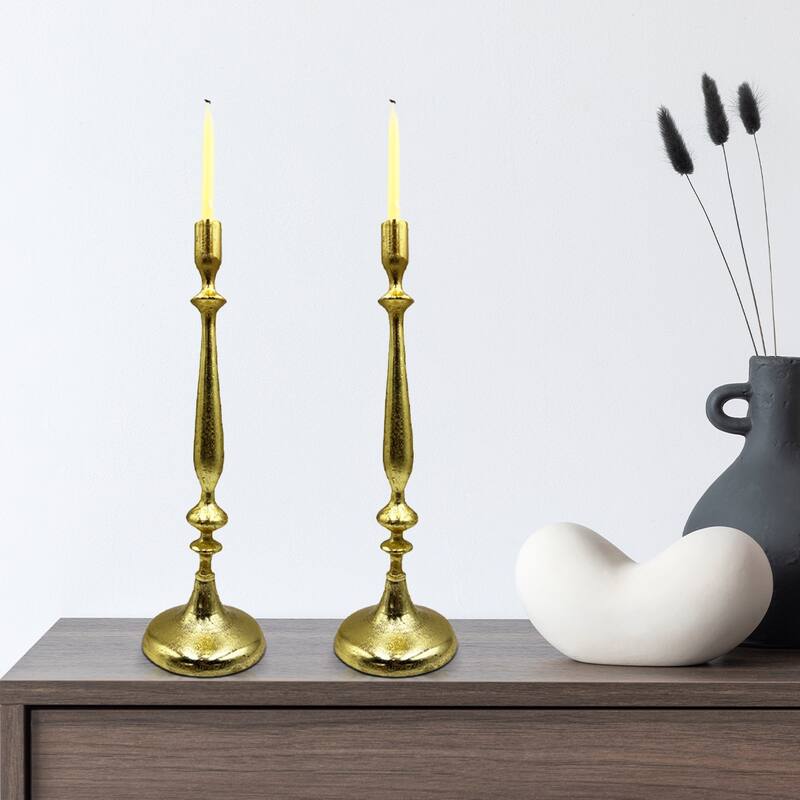 20 Inch Decorative Handmade Aluminum Modern Artistic Candle holder Set of 2 - 6 x 6 x 19.5 in