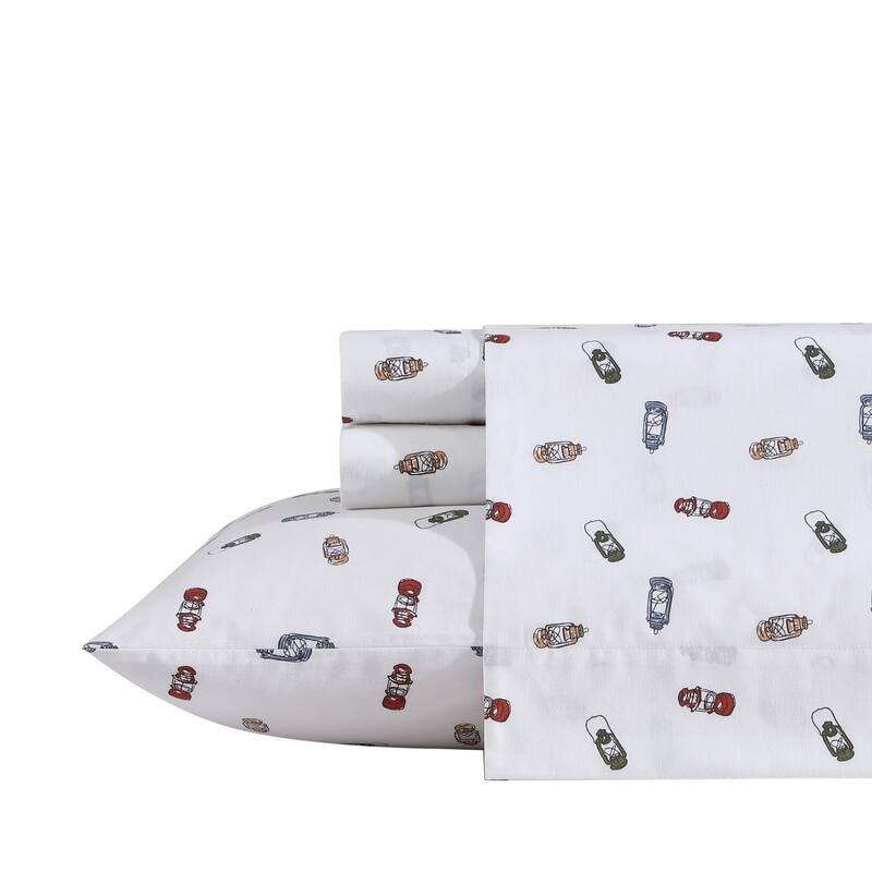 Eddie Bauer Printed Cotton Percale Deep Pocket Sheet Set - King - Explore Lantern
