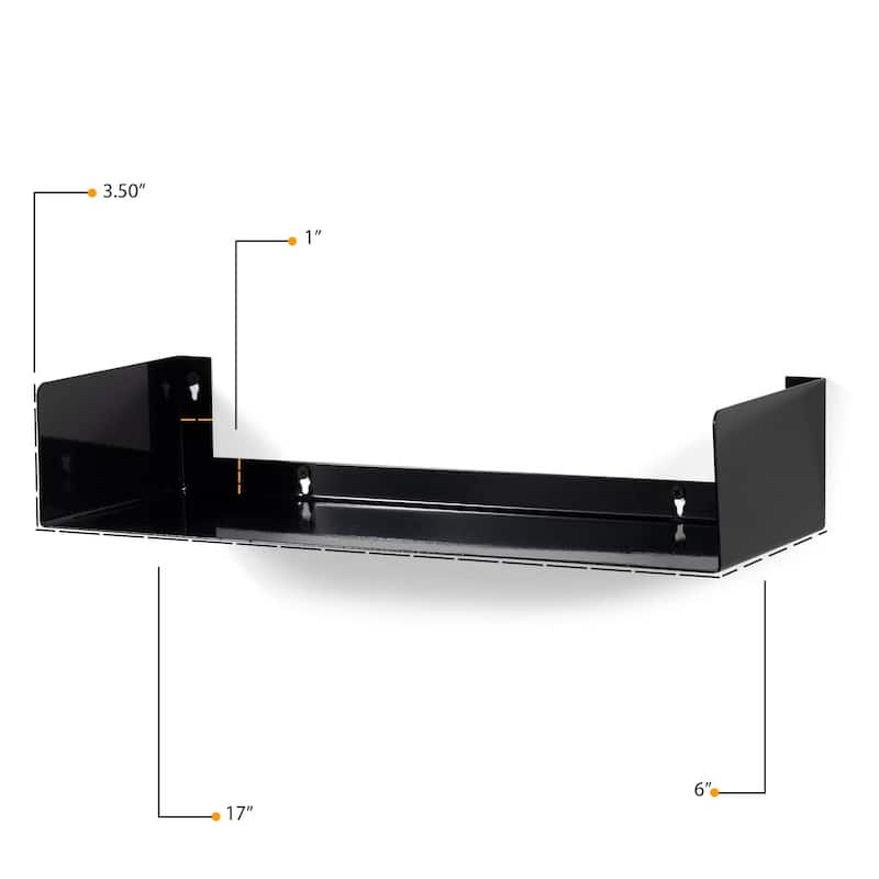 Wallniture Bali U Shape Floating Shelves Metal Bookshelf Wall Hanging Shelf (Set of 2)