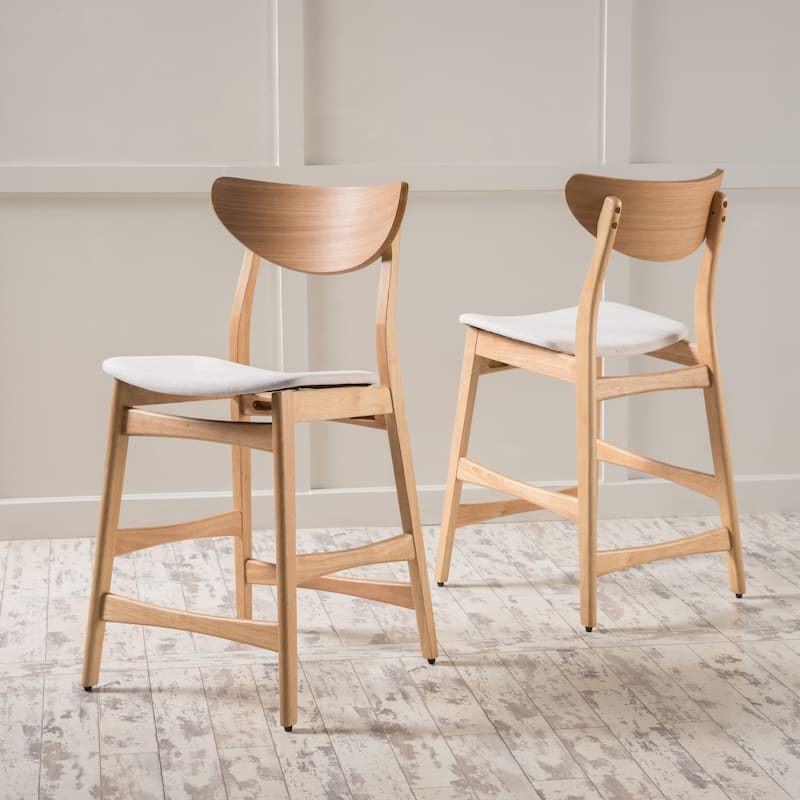 Carson Carrington Lund Wood 24-inch Counter Stool (Set of 2) by Christopher Knight Home - Light Beige + Natural Oak