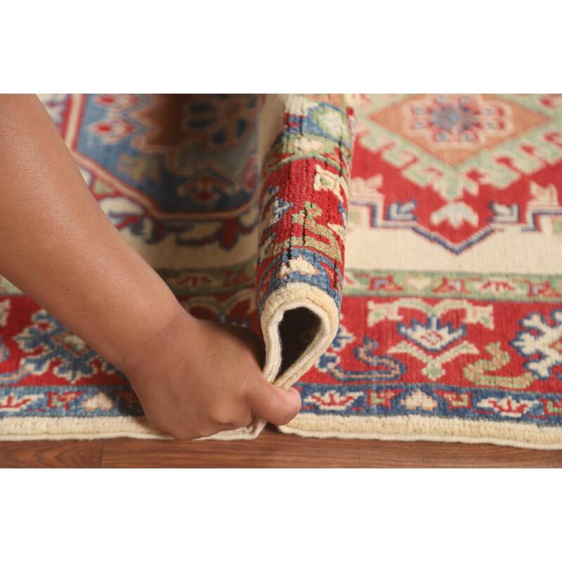 Kazak Runner Rug Hand-Knotted Beige Wool Carpet - 2'8" x 25'8"