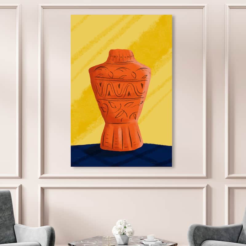 Wynwood Studio Canvas Floral and Botanical Dusk Ornate Vase Orange and Traditional Wall Art Canvas Print - 54 x 36