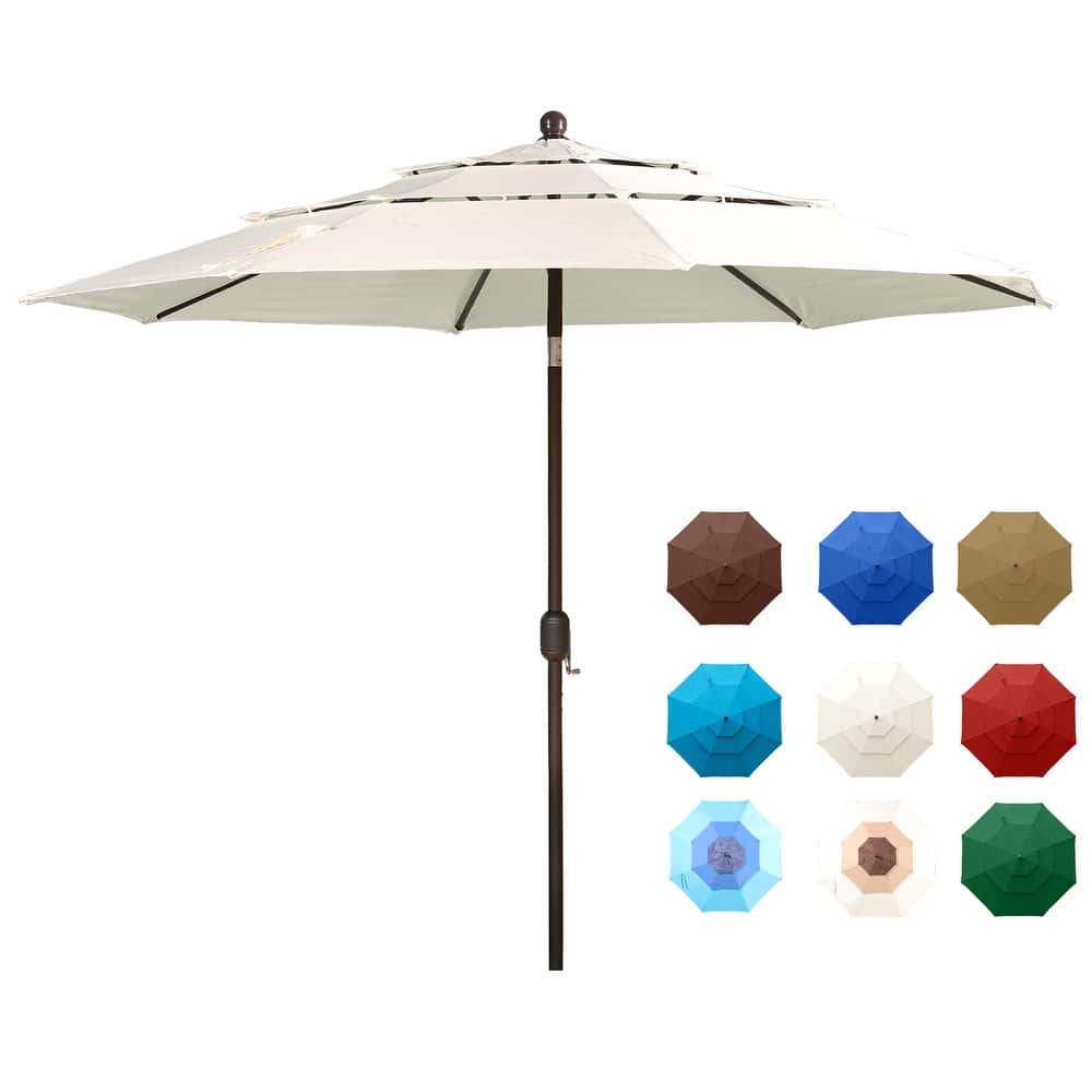 Aoodor Patio Umbrella 10 ft. for Dining Table Outdoor Market Yard Use 3 Tier Ventilation (Umbrella only)