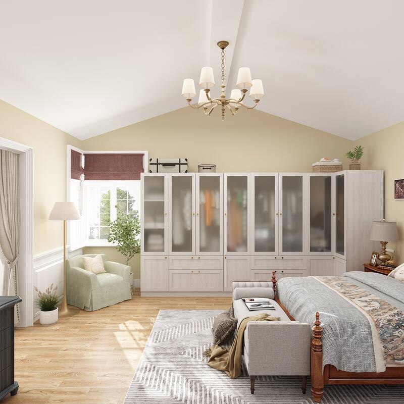 Combo Large Frosted Glass Closet: Versatile Wardrobe Options Armoires