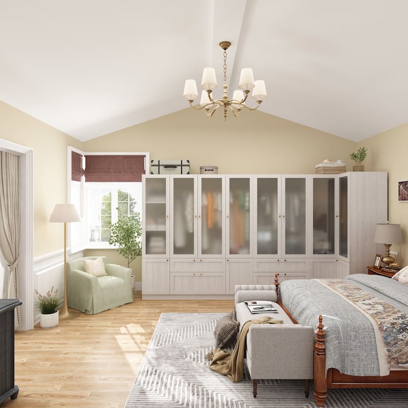 Modular Modern Glass Door Wardrobe:Storage Closet Solution Armoire
