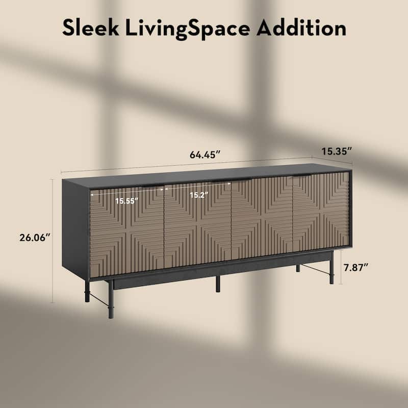 WESOME 64.45" Mid-Century TV Stand Entertainment Center with Doors