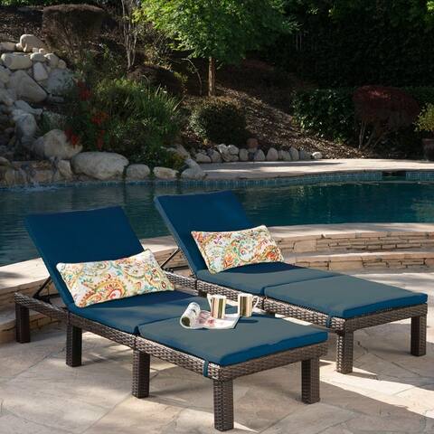 Jamaica Outdoor Chaise Lounge with Cushion (Set of 2) by Christopher Knight Home